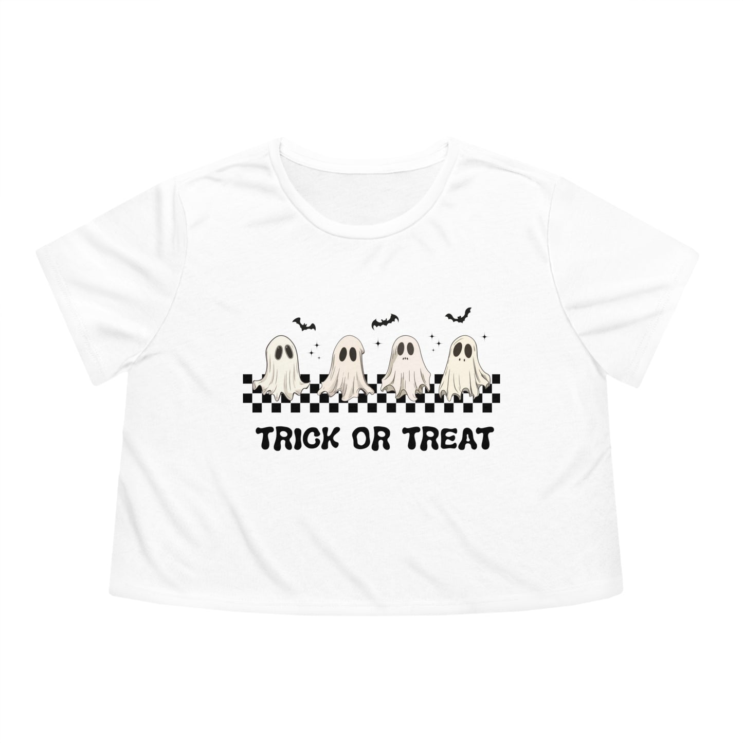 Women's Spooky Checkered Cropped Tee