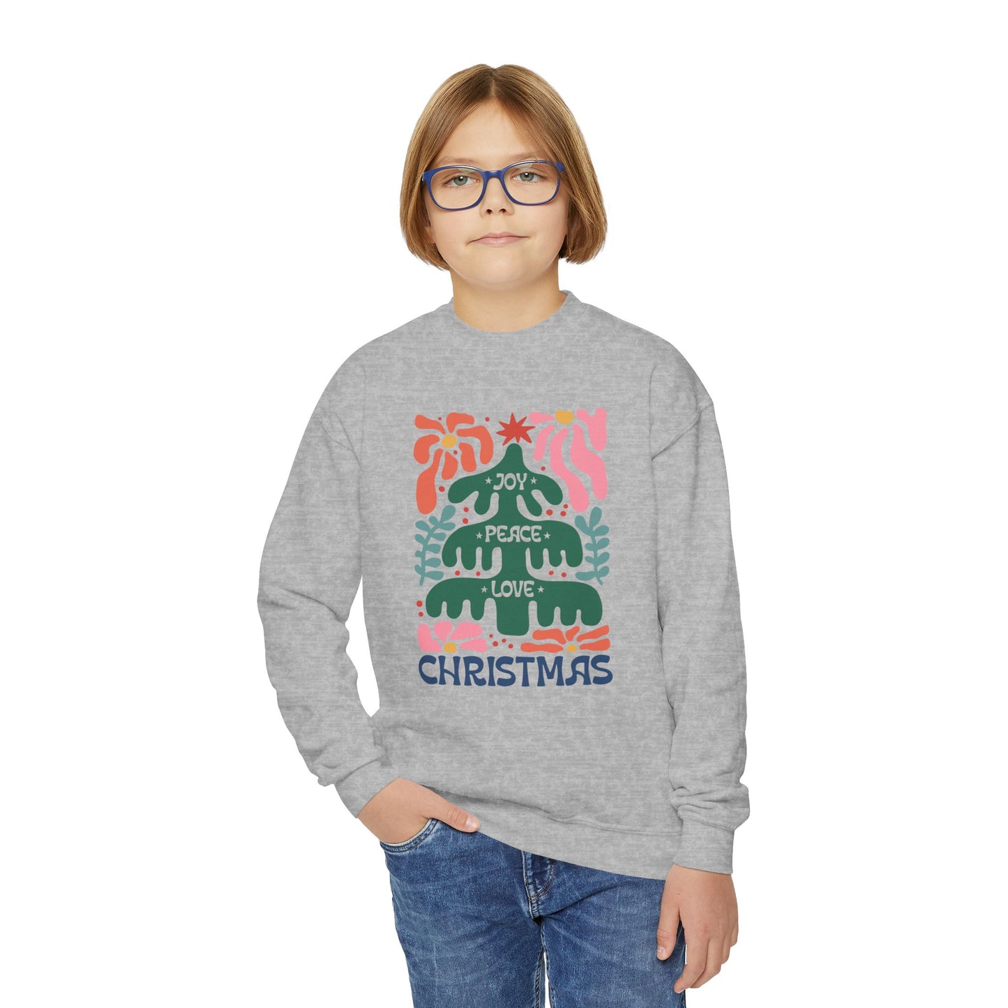 Boho Peace Love Merry Christmas Youth Sweatshirt