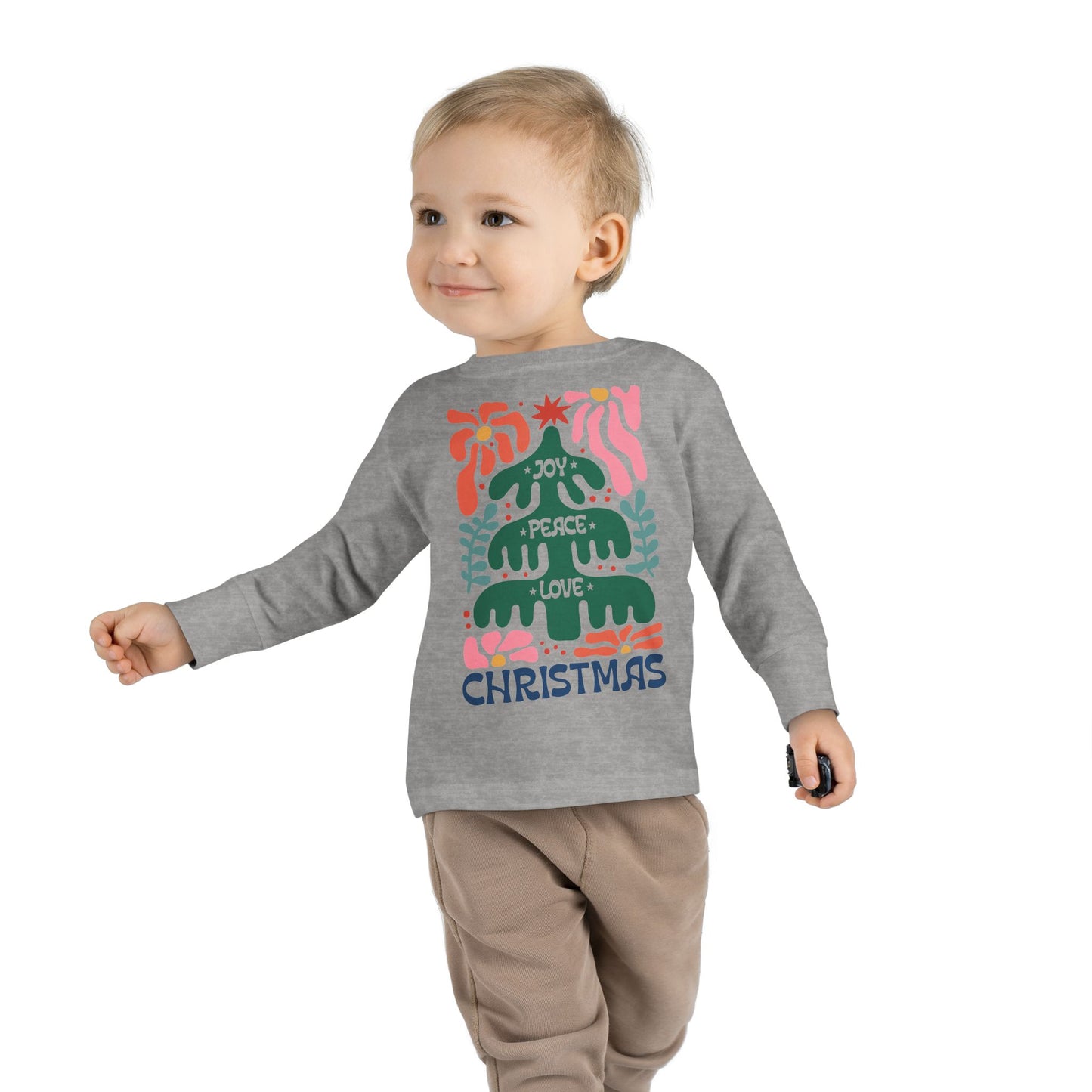 Toddler Long Sleeve Tee - Boho Christmas Shirt for Joyful Holidays