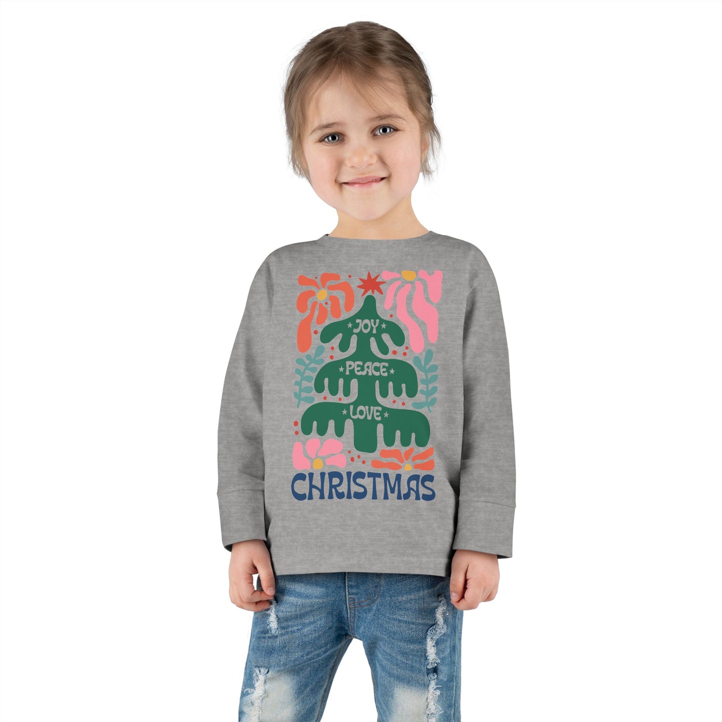 Toddler Long Sleeve Tee - Boho Christmas Shirt for Joyful Holidays