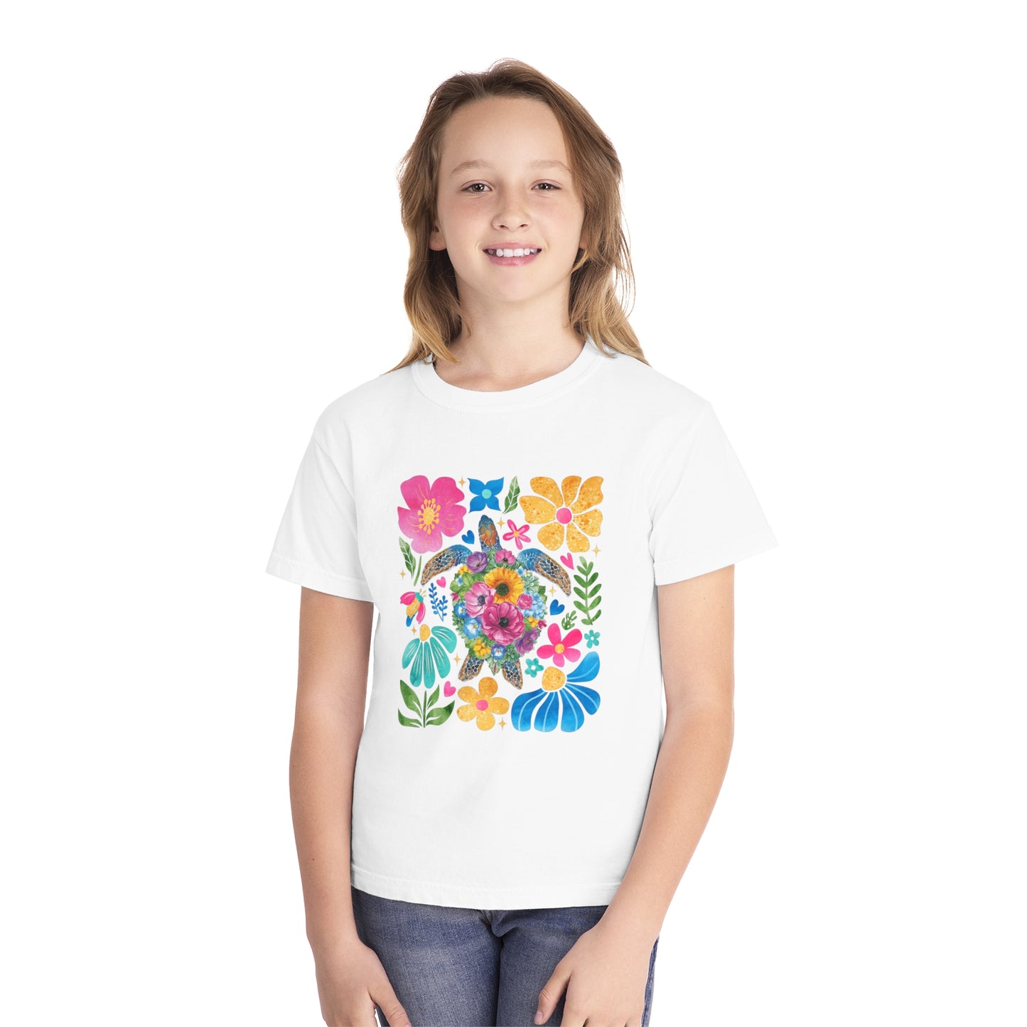Colorful Floral Youth Midweight Tee - Perfect for Spring Celebrations & Everyday Wear