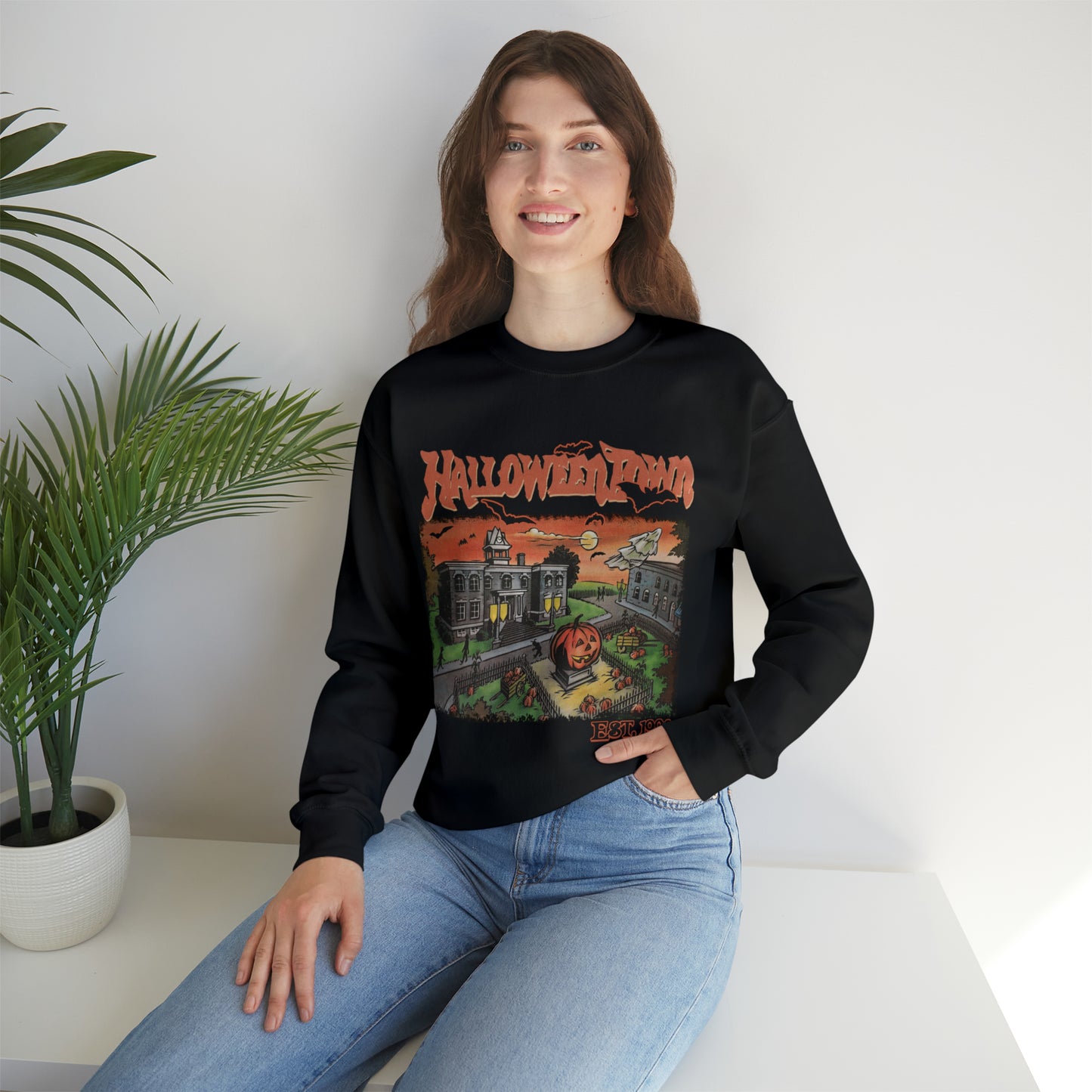 Halloweentown Square Unisex Crewneck Sweatshirt -Adult