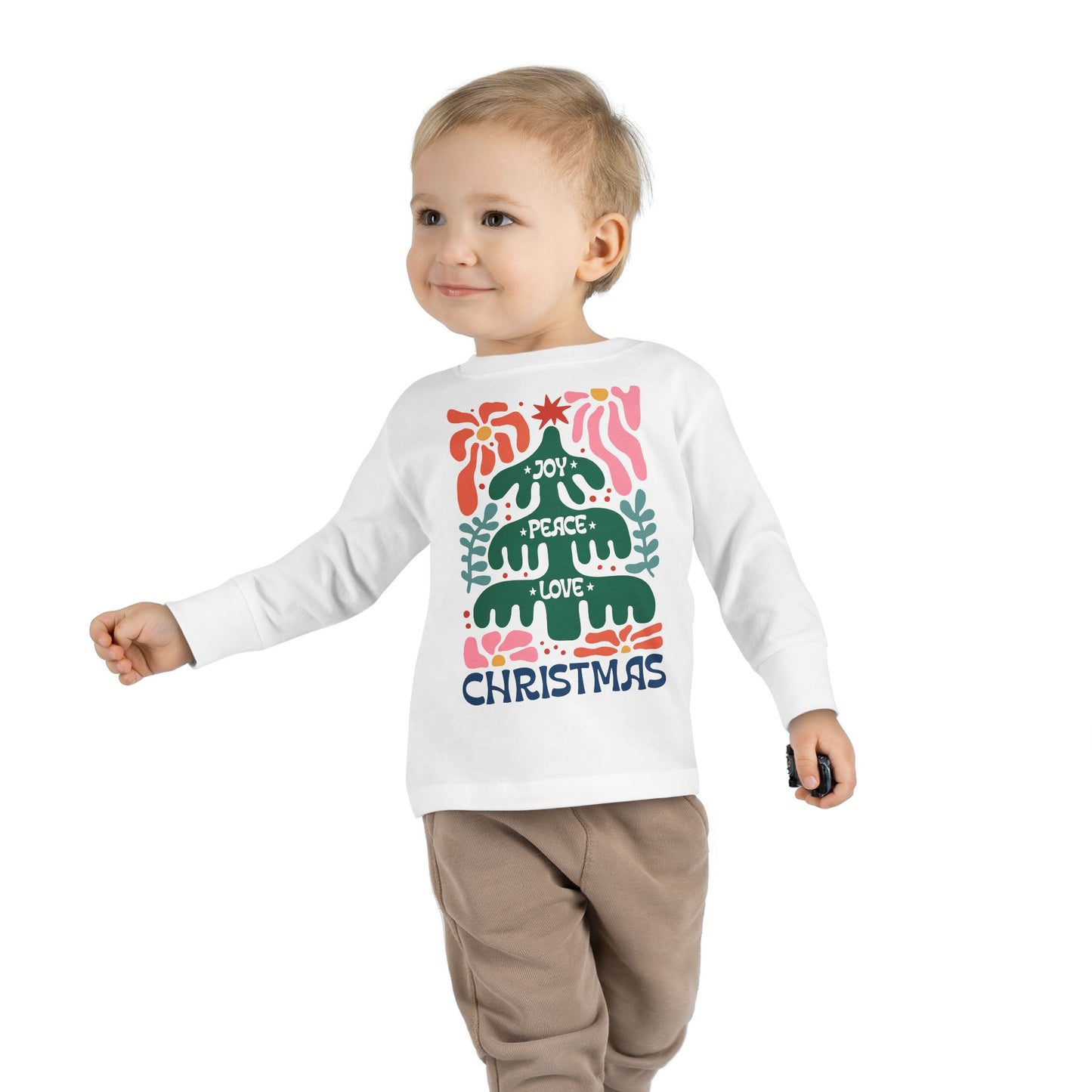 Toddler Long Sleeve Tee - Boho Christmas Shirt for Joyful Holidays