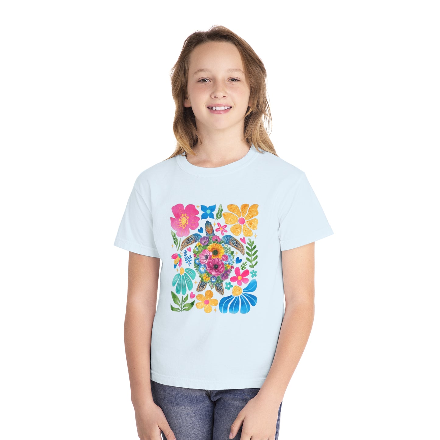 Colorful Floral Youth Midweight Tee - Perfect for Spring Celebrations & Everyday Wear