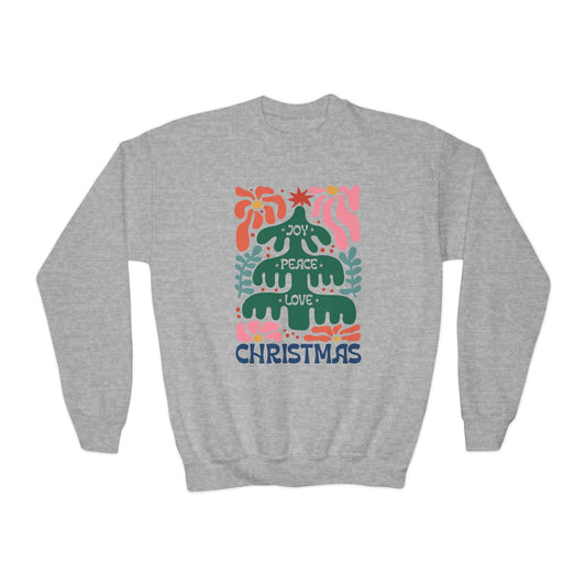 Boho Peace Love Merry Christmas Youth Sweatshirt
