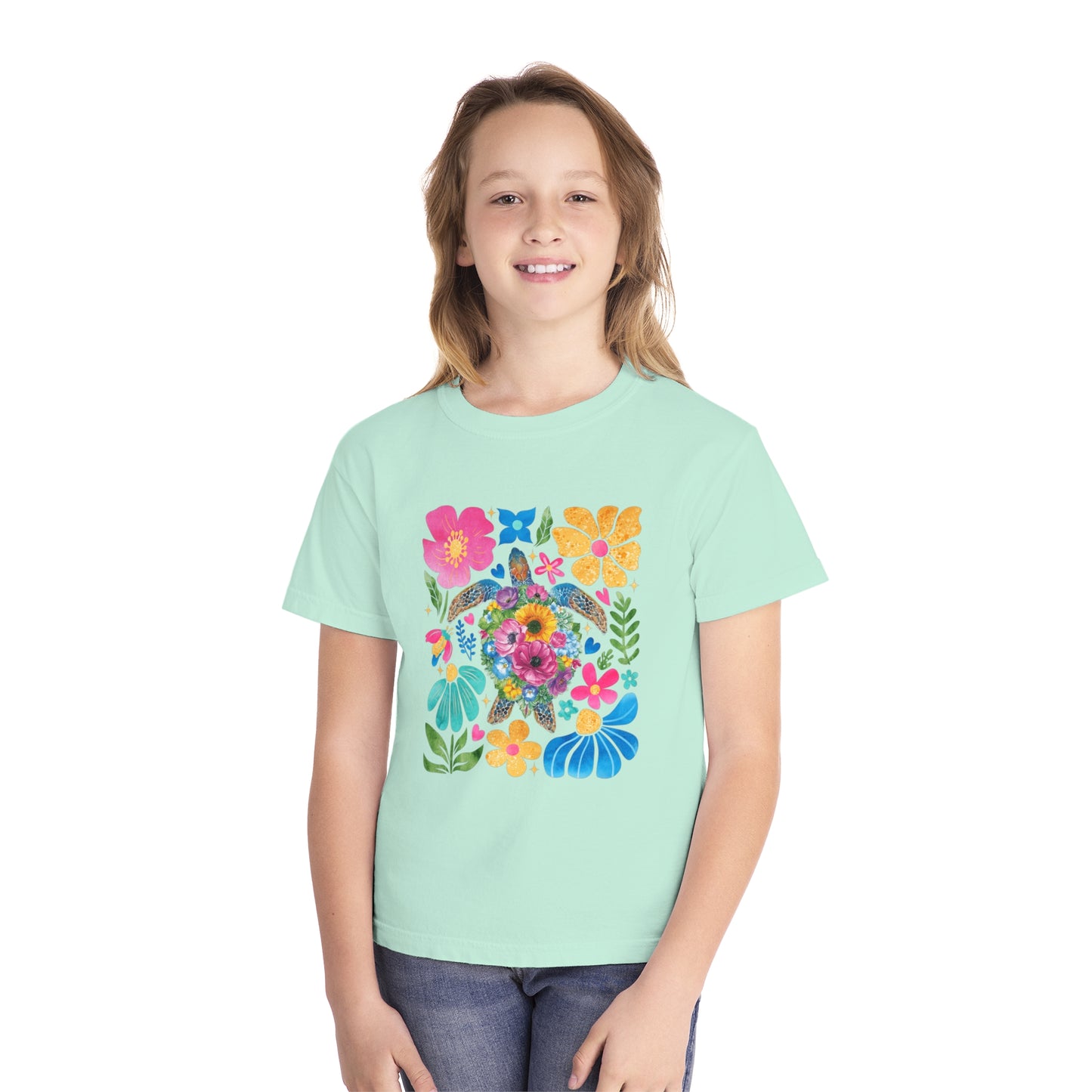 Colorful Floral Youth Midweight Tee - Perfect for Spring Celebrations & Everyday Wear