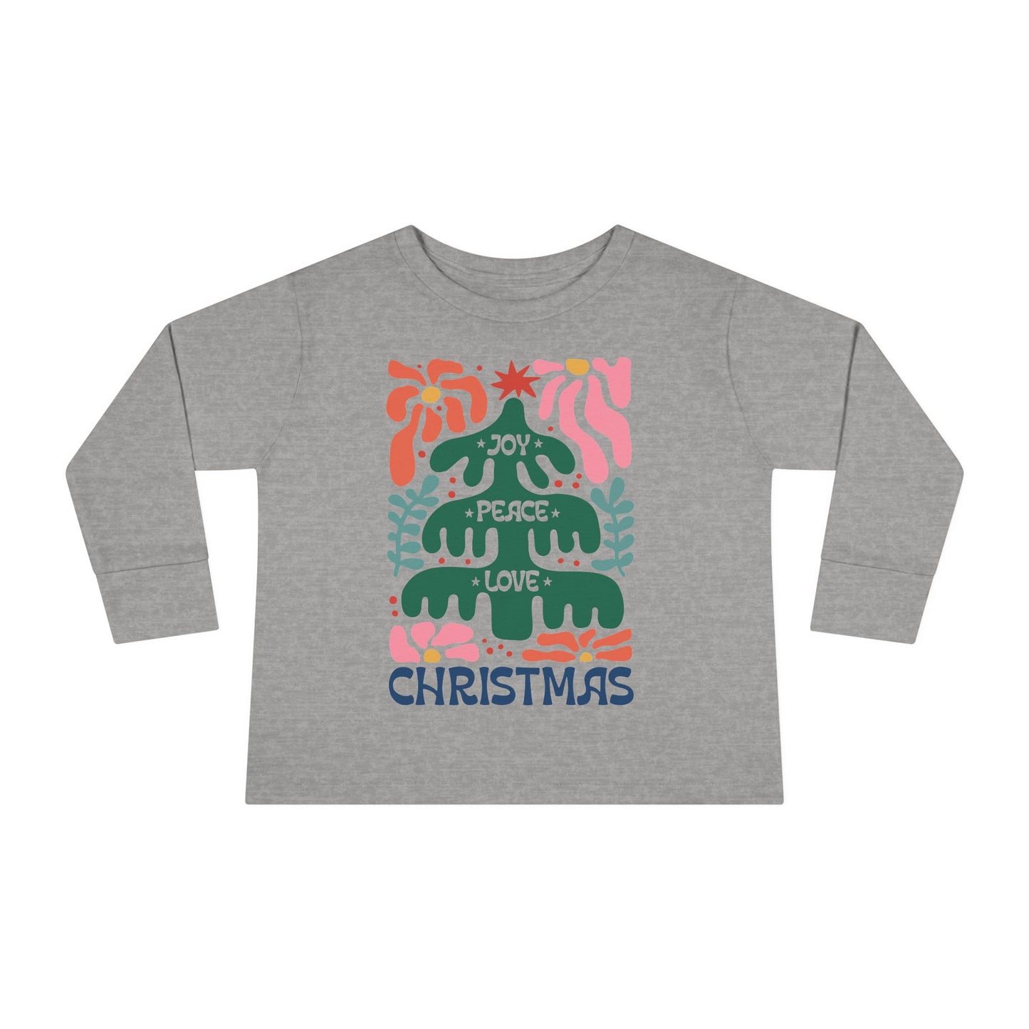 Toddler Long Sleeve Tee - Boho Christmas Shirt for Joyful Holidays