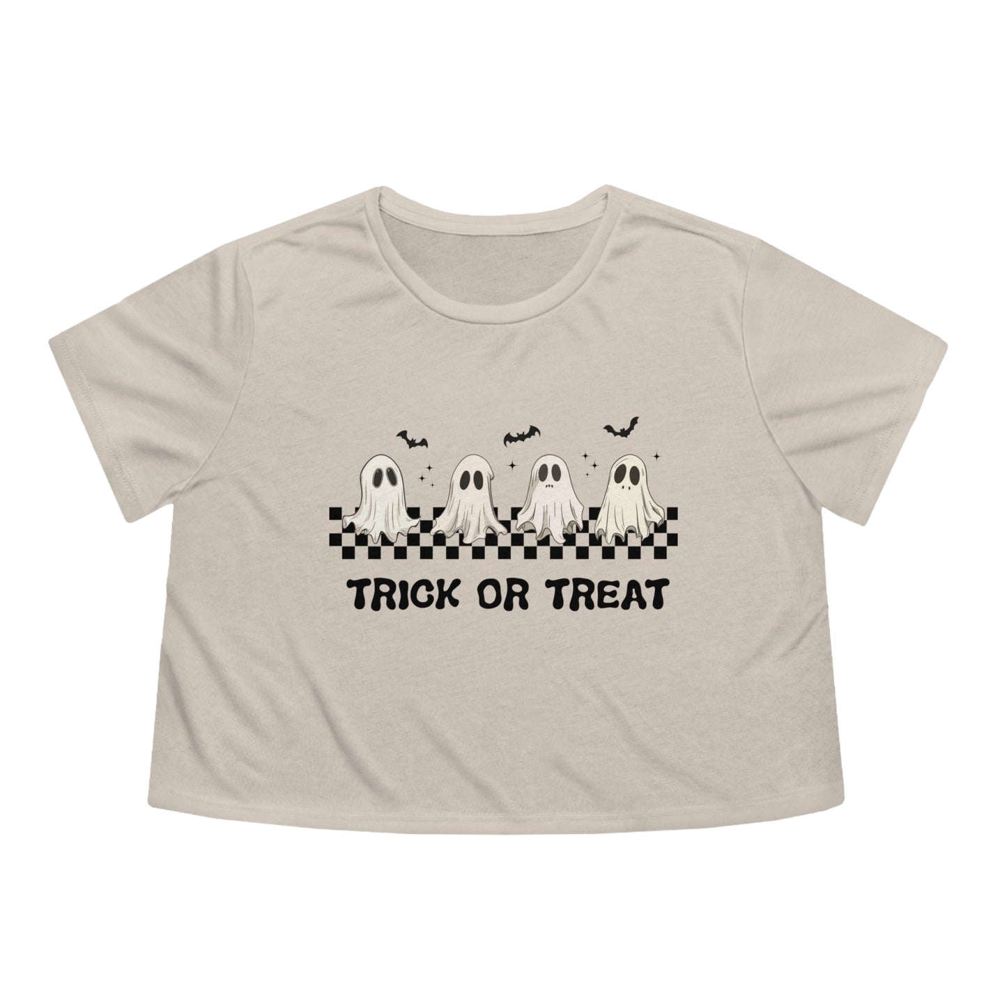 Women's Spooky Checkered Cropped Tee
