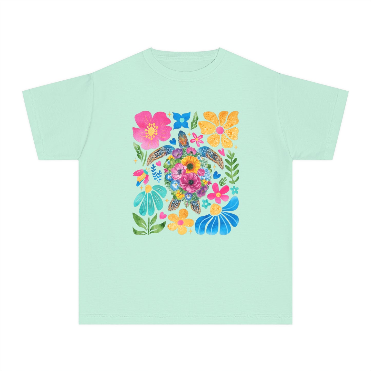 Colorful Floral Youth Midweight Tee - Perfect for Spring Celebrations & Everyday Wear