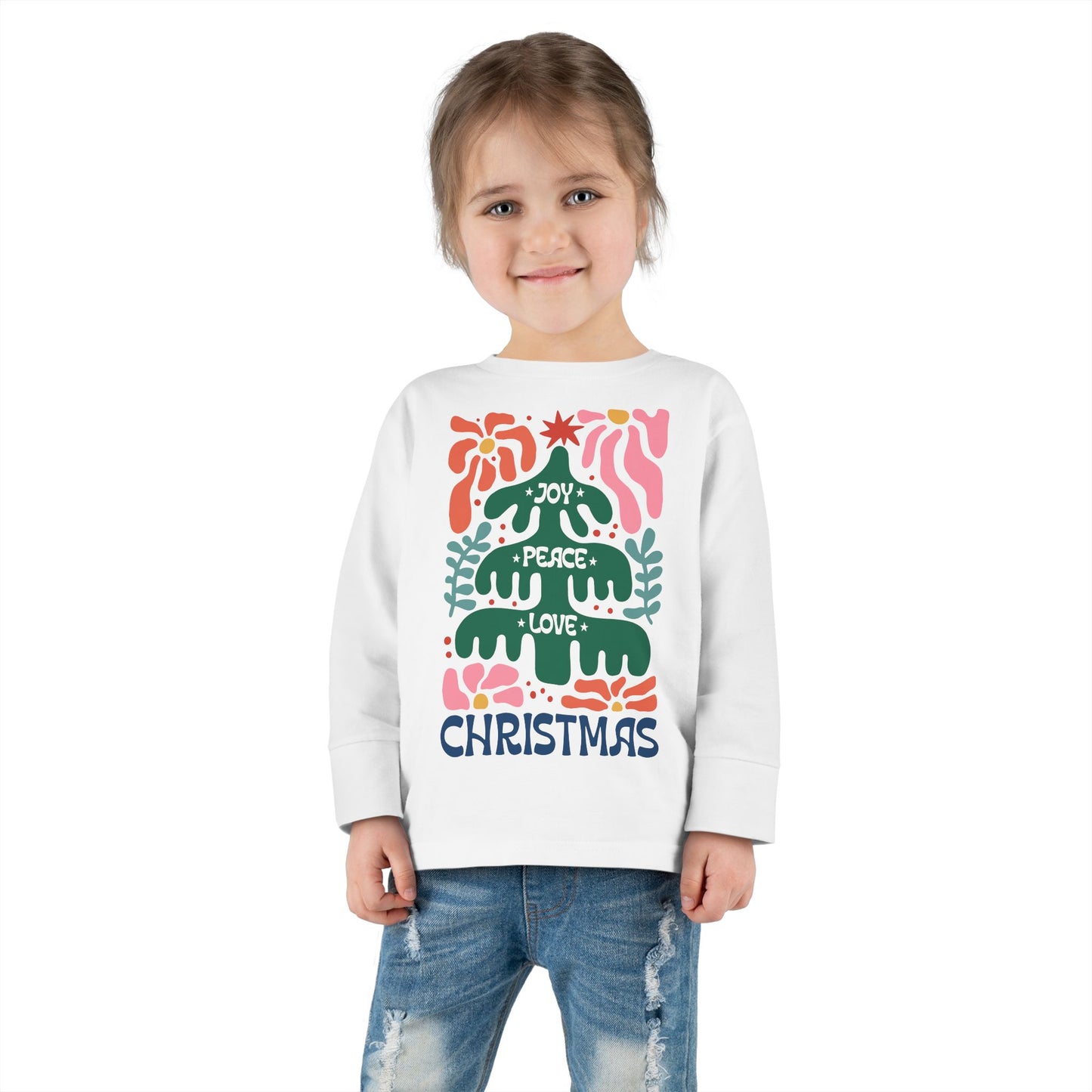 Toddler Long Sleeve Tee - Boho Christmas Shirt for Joyful Holidays
