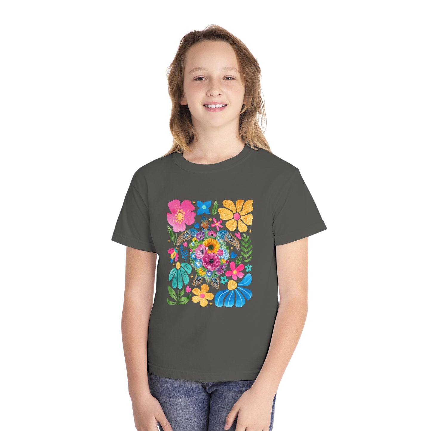Colorful Floral Youth Midweight Tee - Perfect for Spring Celebrations & Everyday Wear