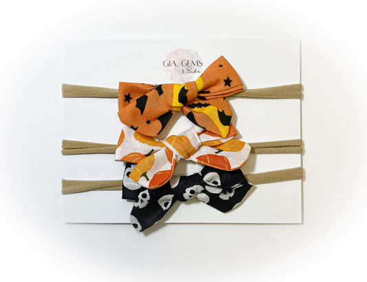 Halloween Nylon Headband Bows (Set of 3)