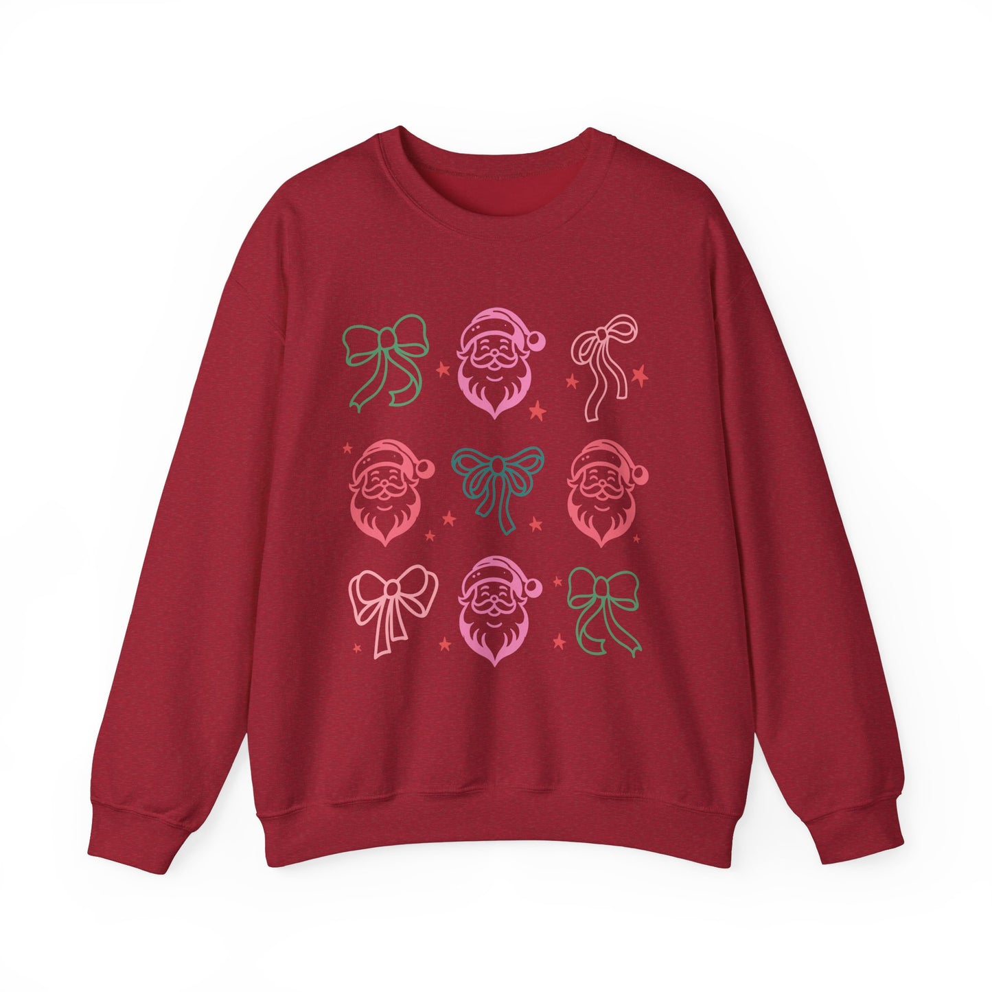 Holiday Festive Sweatshirt with Bows and Santas