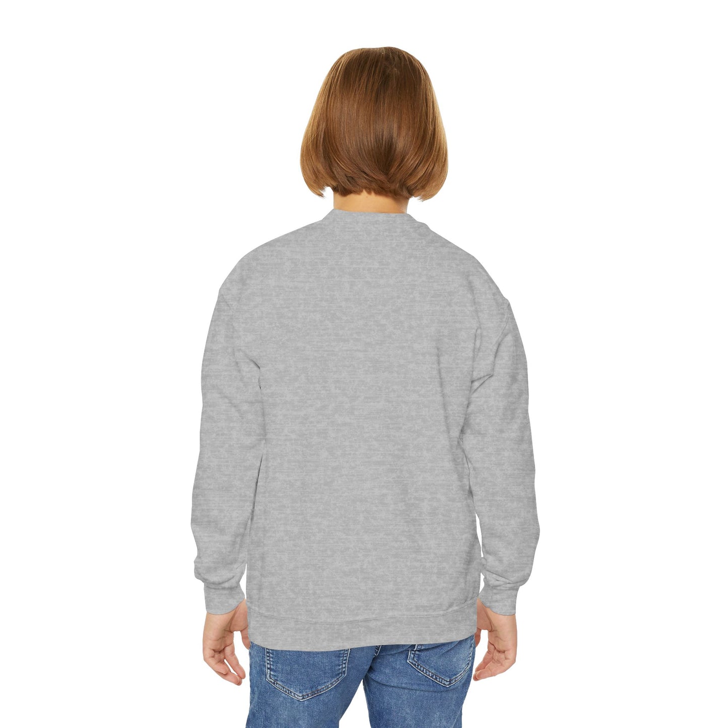 Youth Crewneck Sweatshirt - Festive Bows and Cheerful Santas with Stars