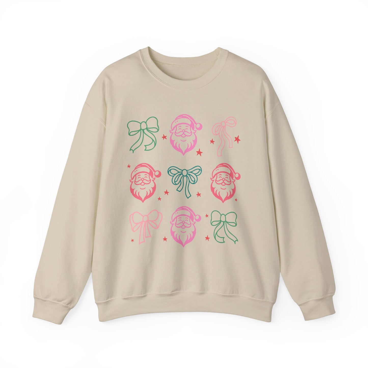 Holiday Festive Sweatshirt with Bows and Santas