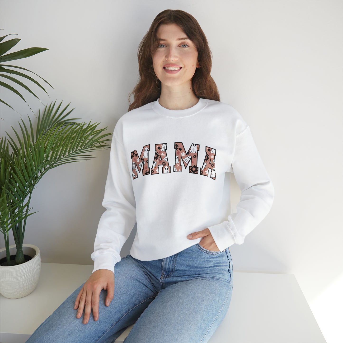 "Mama's Spooky Blossom" Unisex Crewneck Sweatshirt