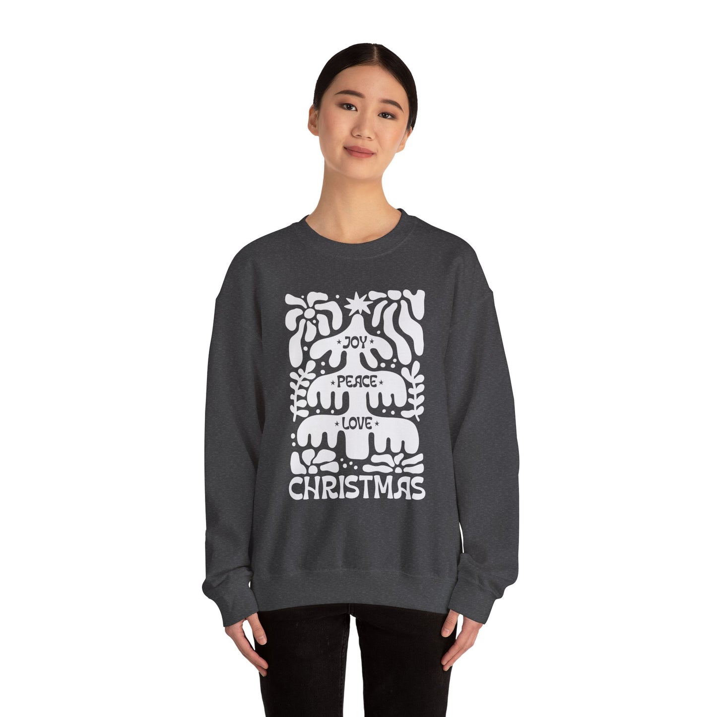 Boho Christmas Tree Sweatshirt - Joy Peace Love Christmas