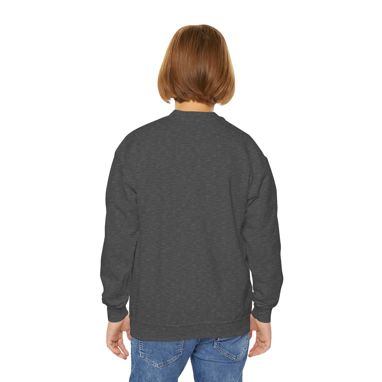 Youth Crewneck Sweatshirt - Festive Bows and Cheerful Santas with Stars