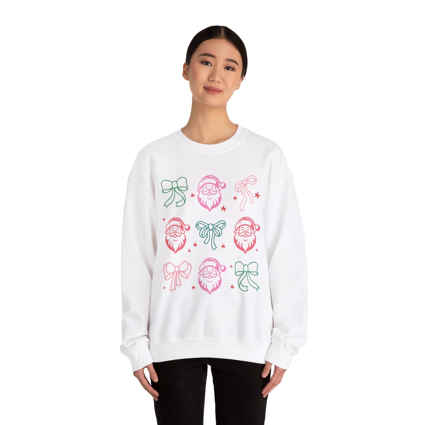 Holiday Festive Sweatshirt with Bows and Santas