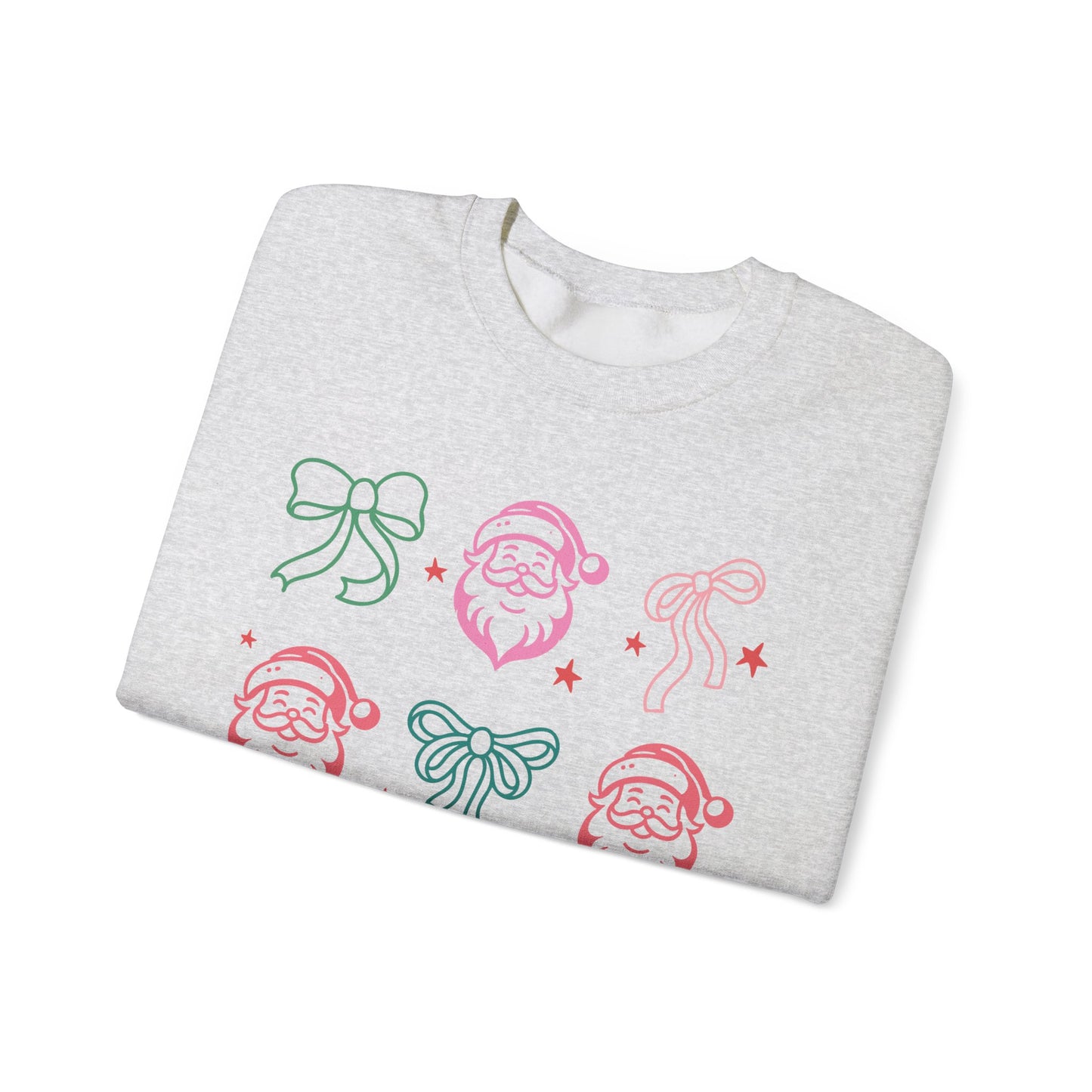 Holiday Festive Sweatshirt with Bows and Santas