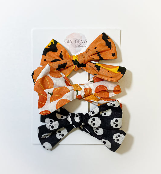 Halloween Alligator Clip Bows (Set of 3)