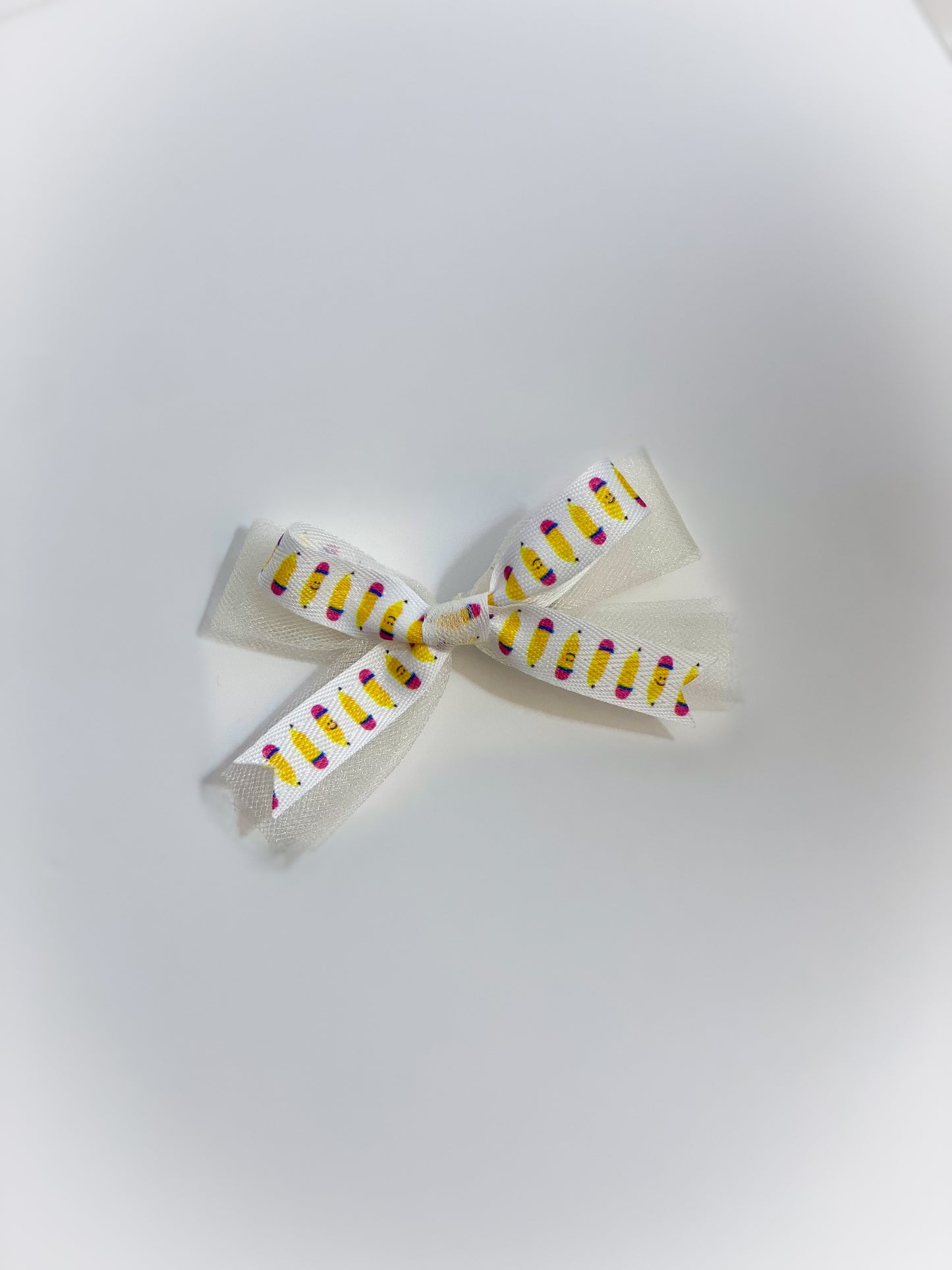 Scholarly Tulle & Pencil Ribbon Bow